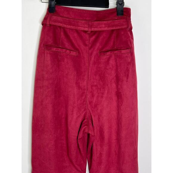 Free People Nightfall Vegan Suede Paperbag Pants Queen Pomegrana Women's Size 8 - Picture 9 of 10